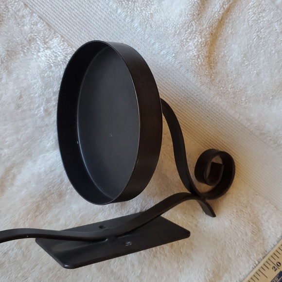 Pair of Black Metal Wall Sconces 12" Tall hold pillar candles EUC - Picture 3 of 3